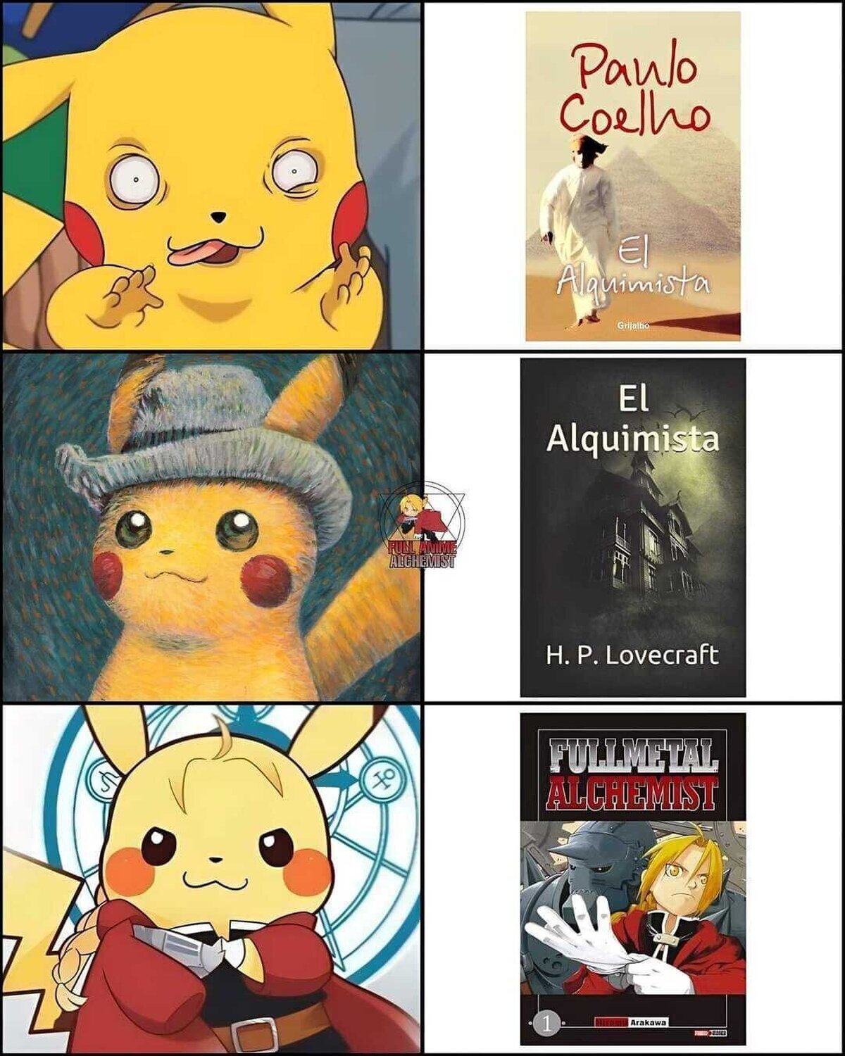 Pikachu leyendo sobre alquimistas