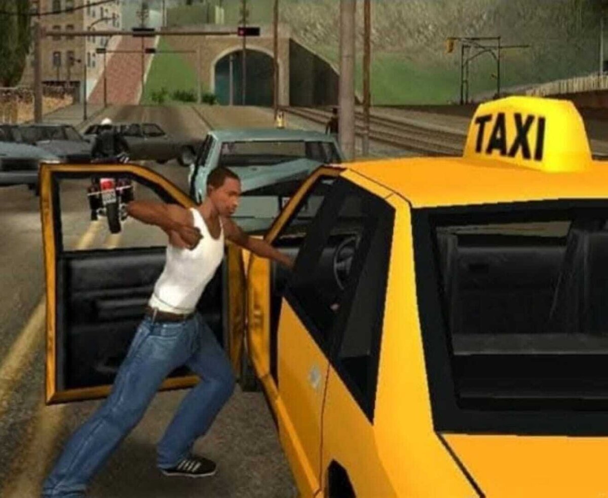 Yo robando un taxi en el GTA para trabajar honradamente