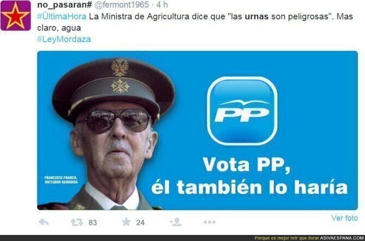 La ministra de agricultura dice que "las urnas son peligrosas"