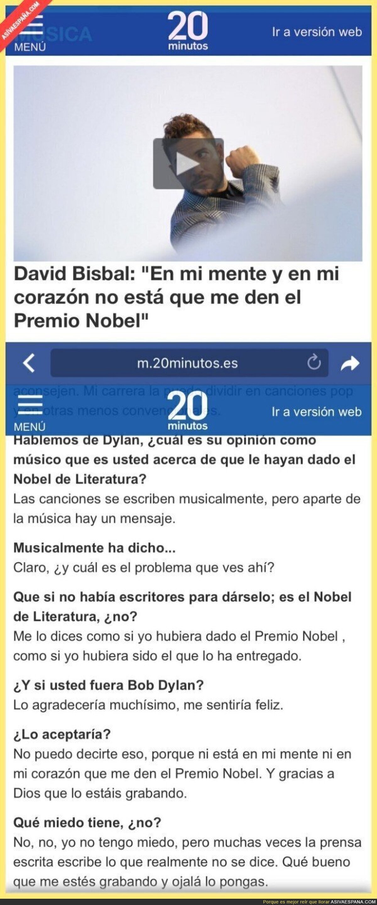 Así es cómo 20minutos intentó ridiculizar a Bisbal solo para tener un titular