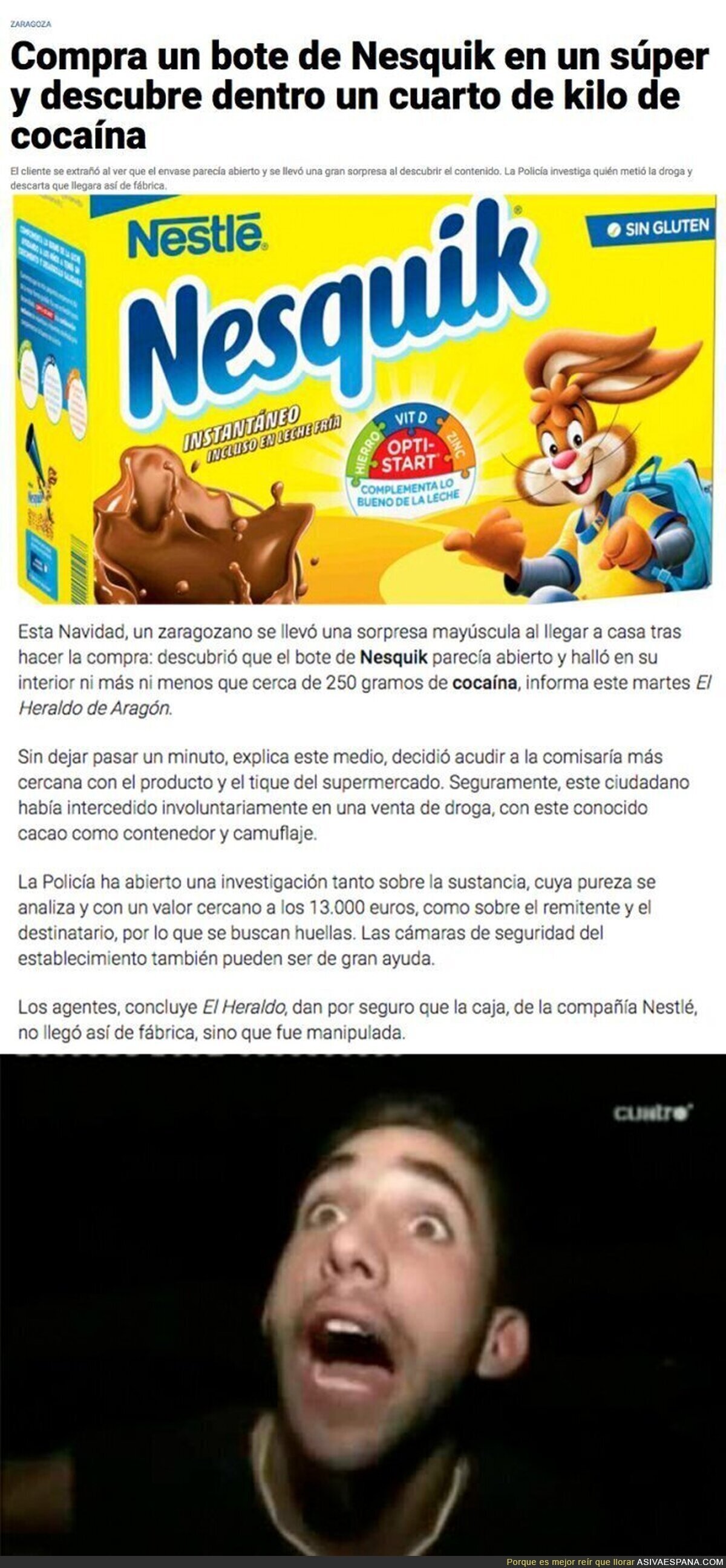 La gran sorpresa de un zaragozano al comprar un bote de Nesquik