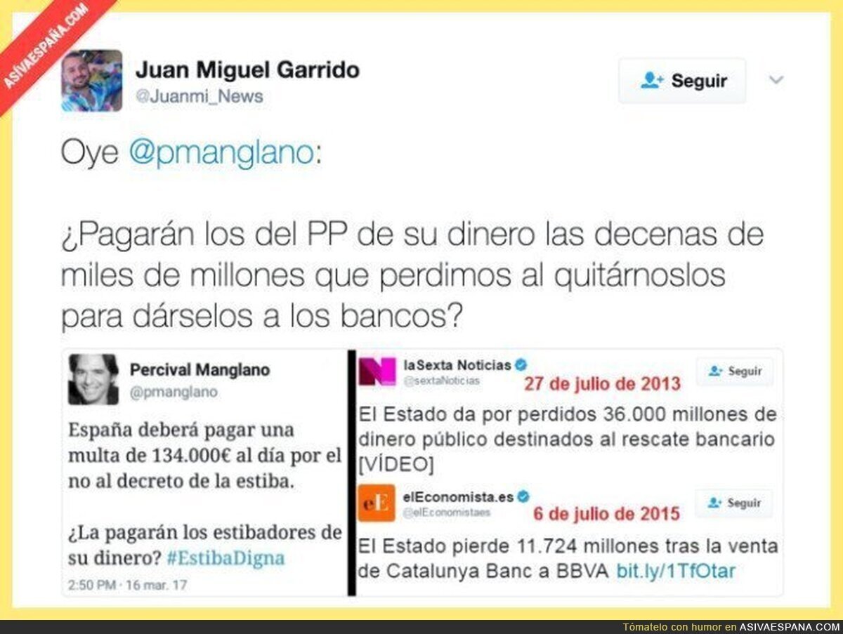 ¿Quiénes son los del PP para reclamar el dinero perdido?