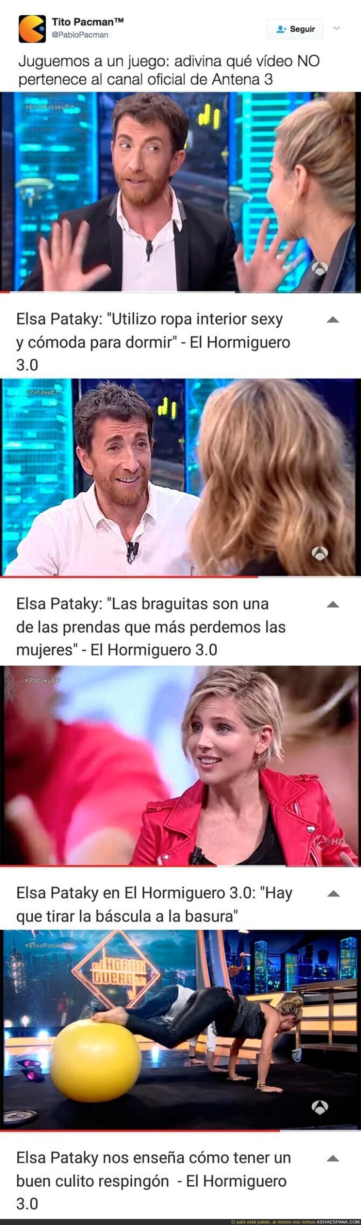 Indignación con los títulos que pone Antena 3 y El Hormiguero a sus vídeos usando a las mujeres