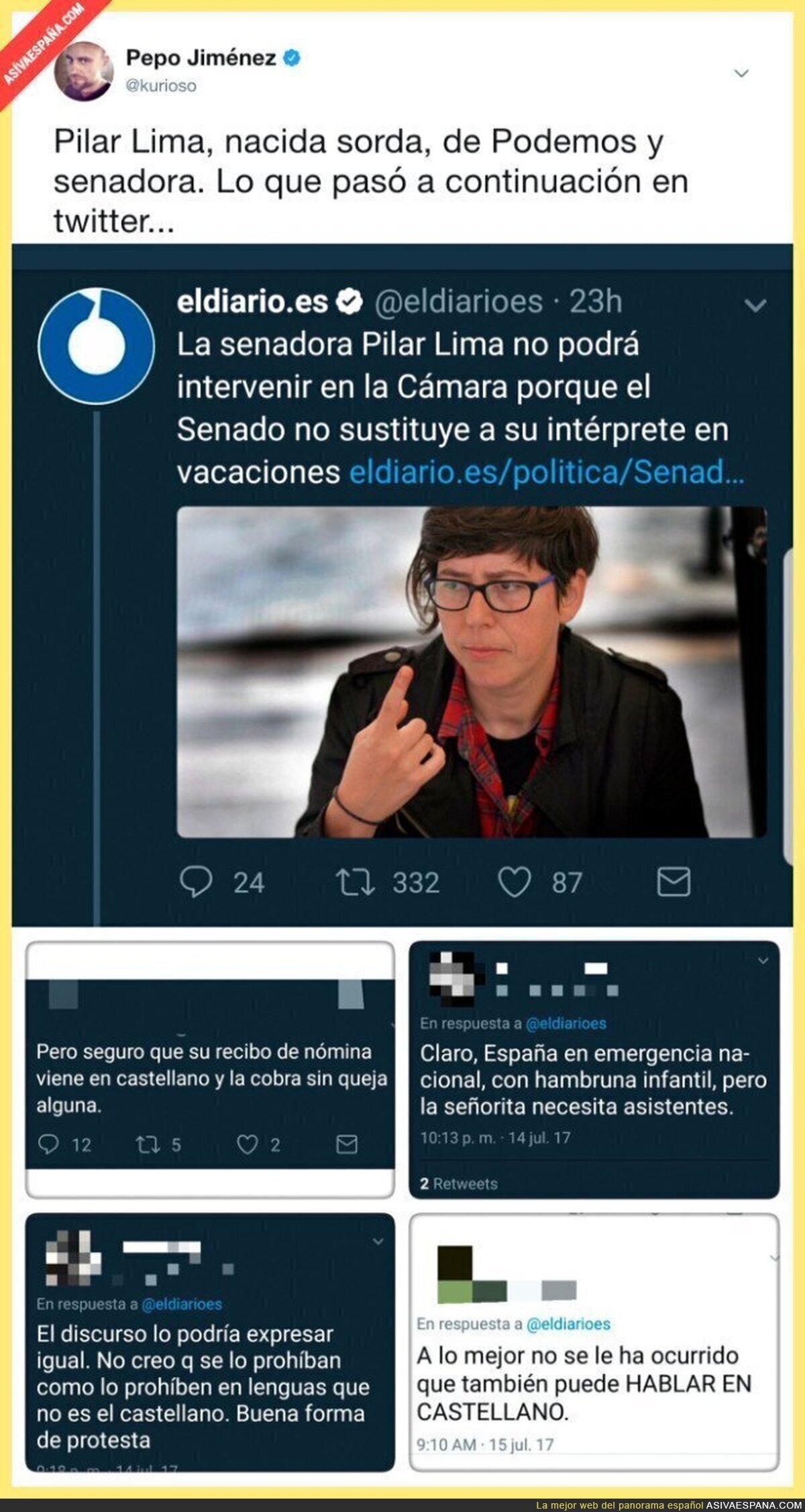 Las lamentables respuestas tras esta noticia de una senadora de Podemos