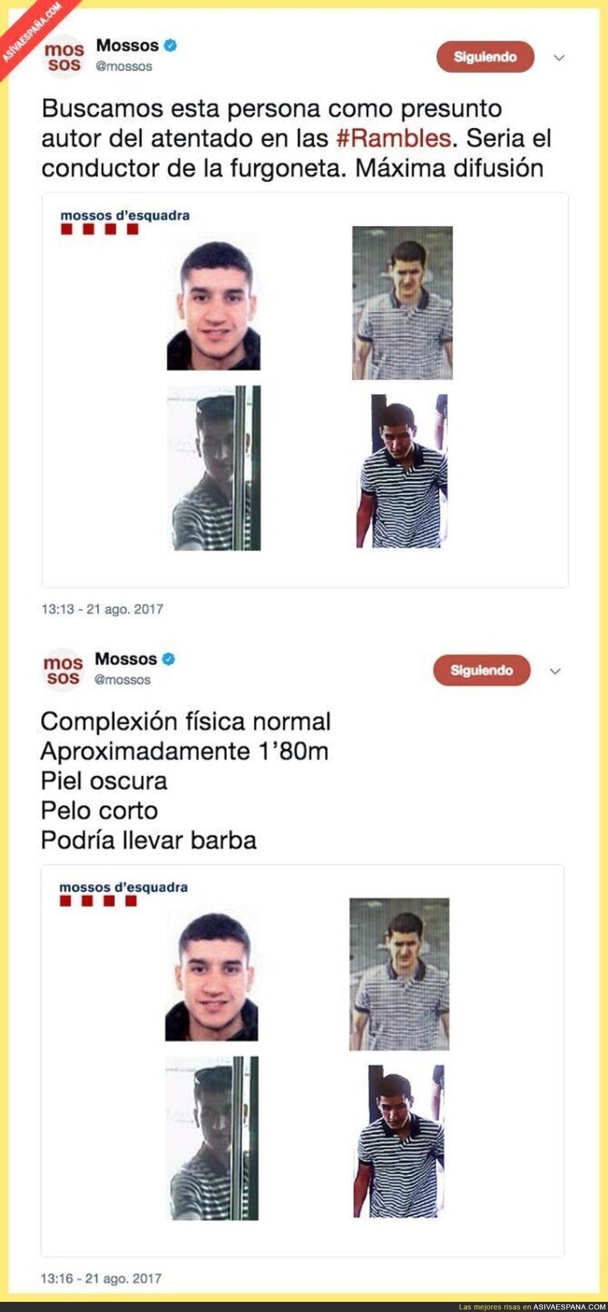 Este es el autor del atentado de Las Ramblas y los Mossos necesitan tu ayuda para encontrarlo