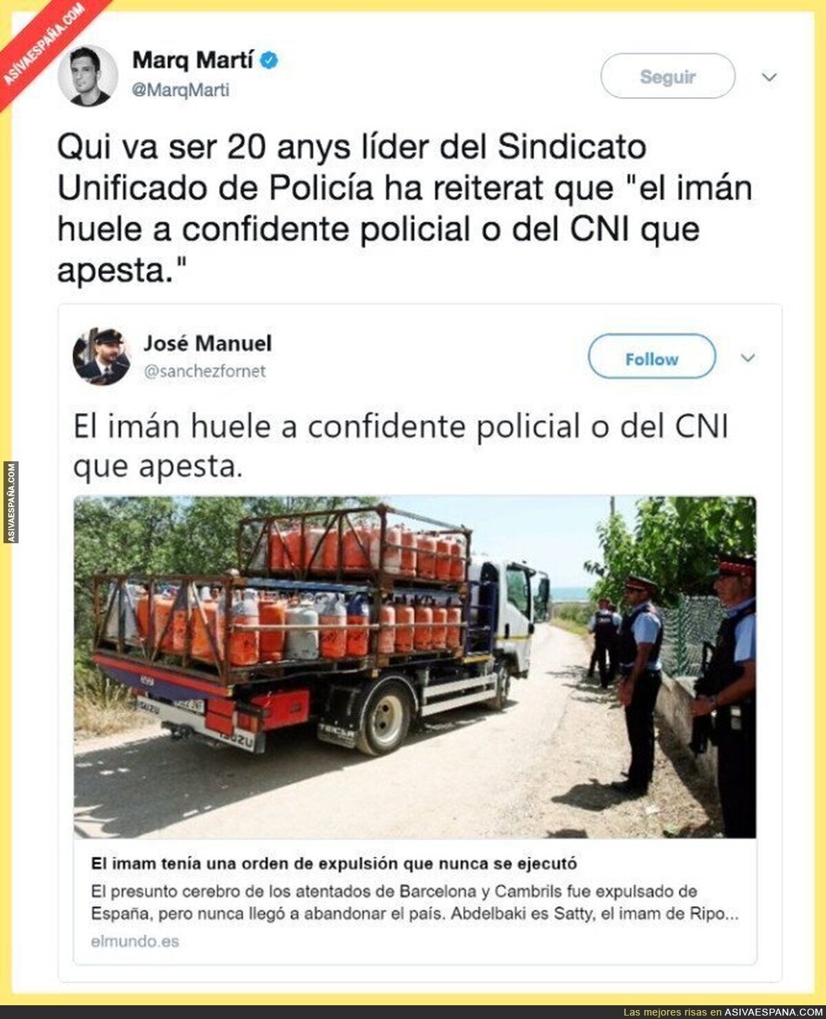 Mucha atención a lo que dice el 20 años líder del sindicato de Policías sobre el Imán