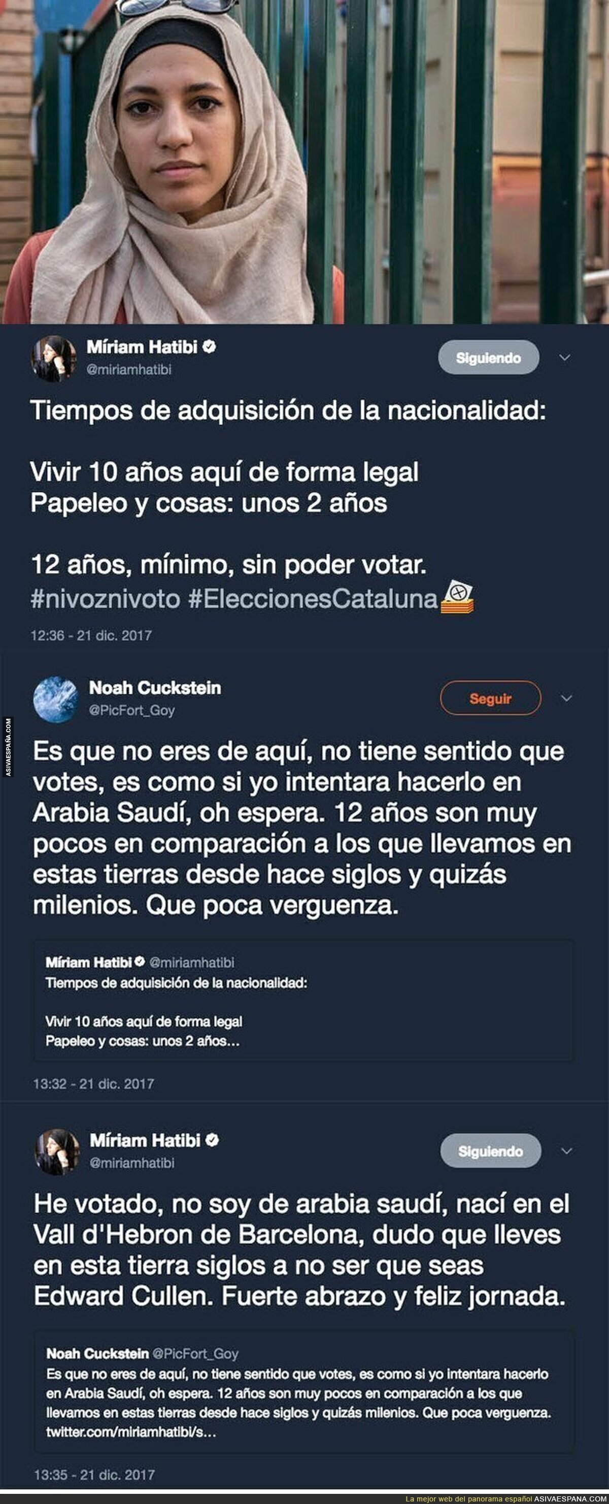 La enorme respuesta de la activista Míriam Hatibi a un señor racista tras votar en las elecciones