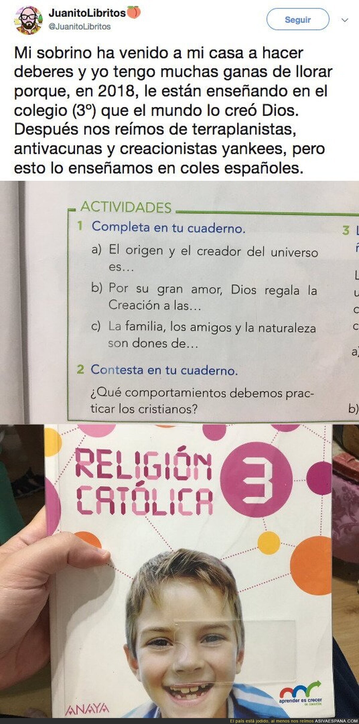 Cuando en Religión te meten el creacionismo por los ojos