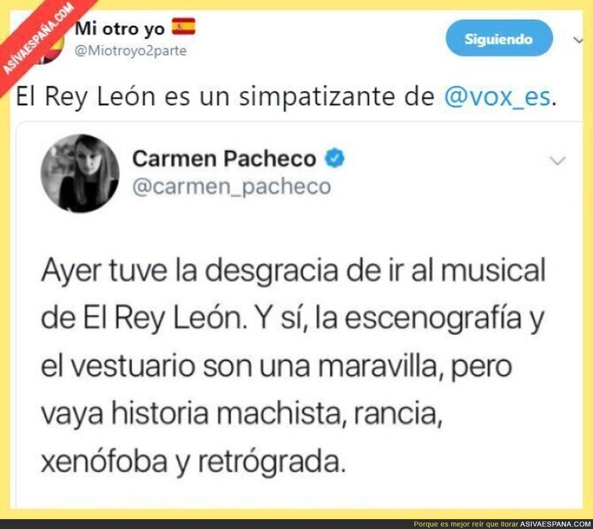 No vayáis al musical del Rey León, es fascismo