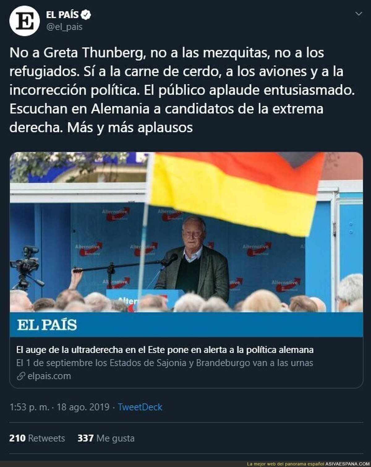 Antes ser extrema derecha era salir a pegar palizas a inmigrantes, hoy lo es comer cerdo y viajar en avión