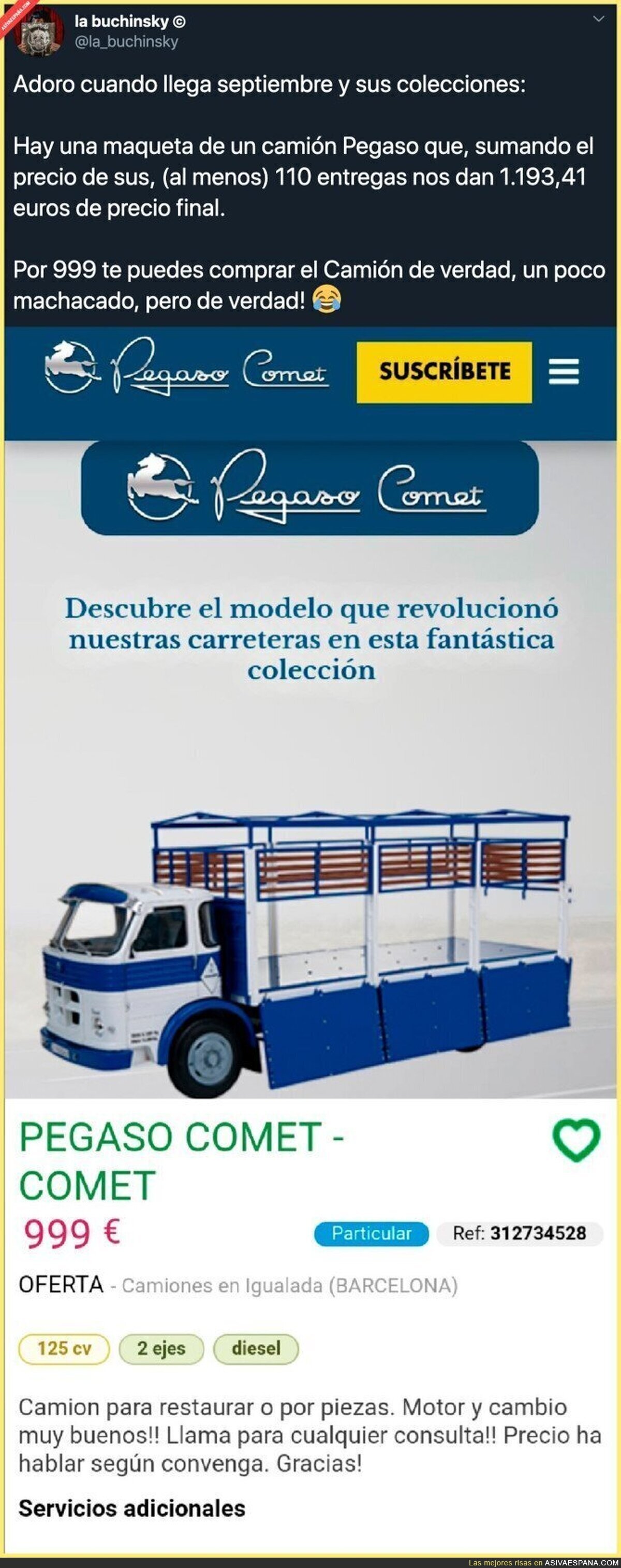 Cuando te sale más a cuenta comprarte una camioneta de verdad que la de coleccionista de juguete