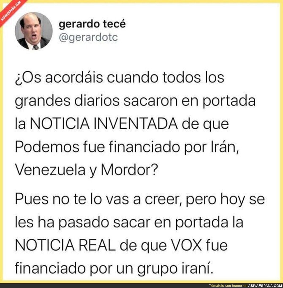 ¿La financiación iraní de VOX no es motivo para portada?