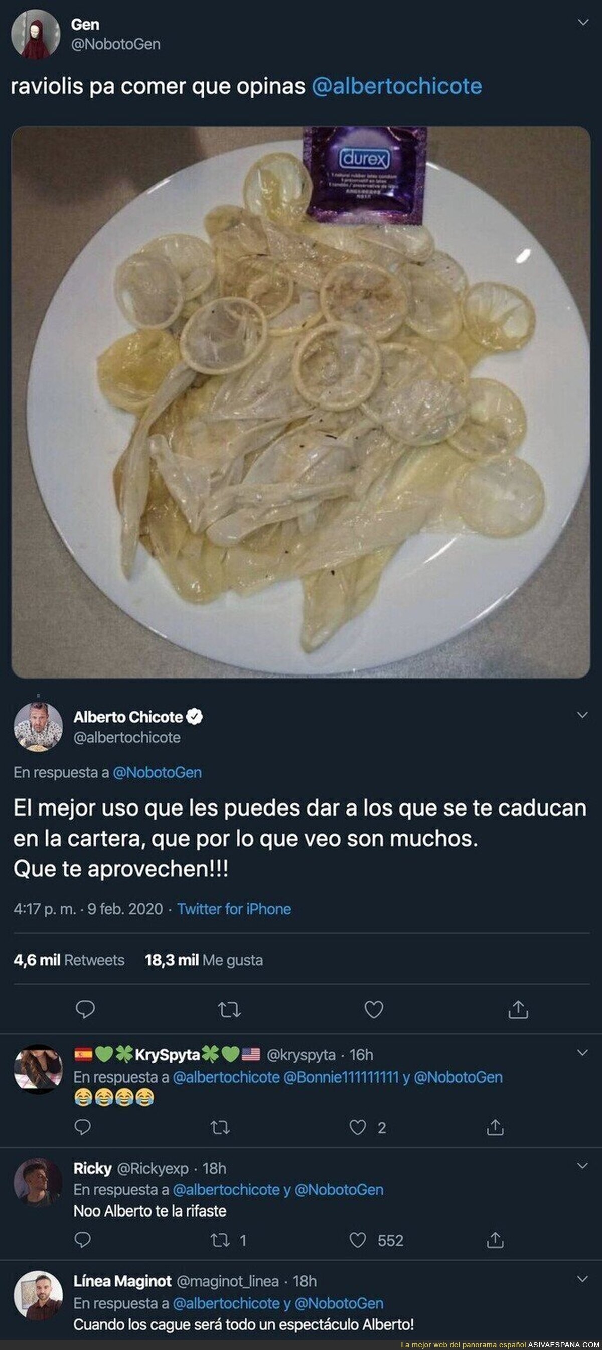 Le presentan a Alberto Chicote unos raviolis con un plato lleno de preservativos y le responde de forma apoteósica