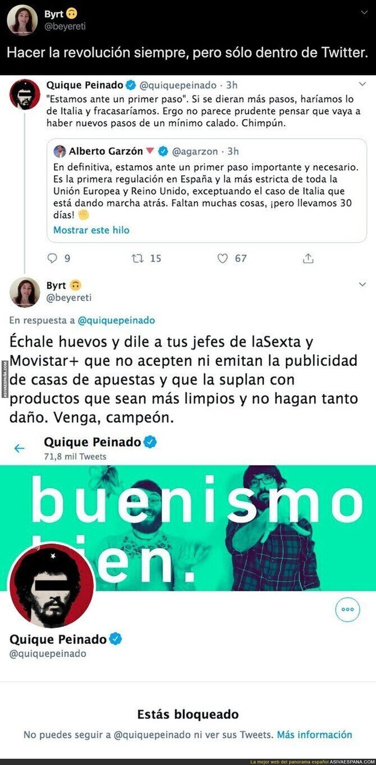 Quique Peinado responde con un block cuando le cantan una gran verdad