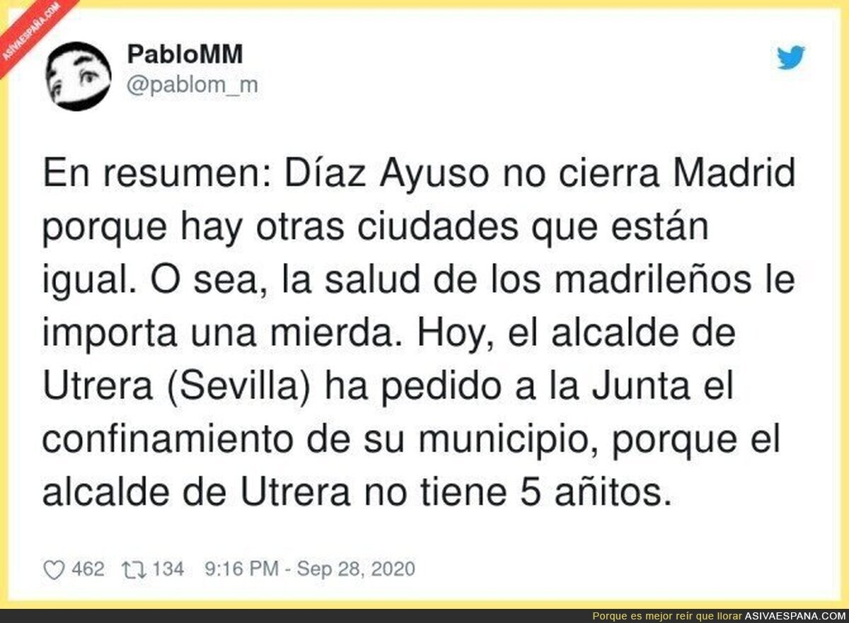 Si cerraran Madrid verían que el país seguiría funcionando perfectamente y no quieren eso por su infinito ego