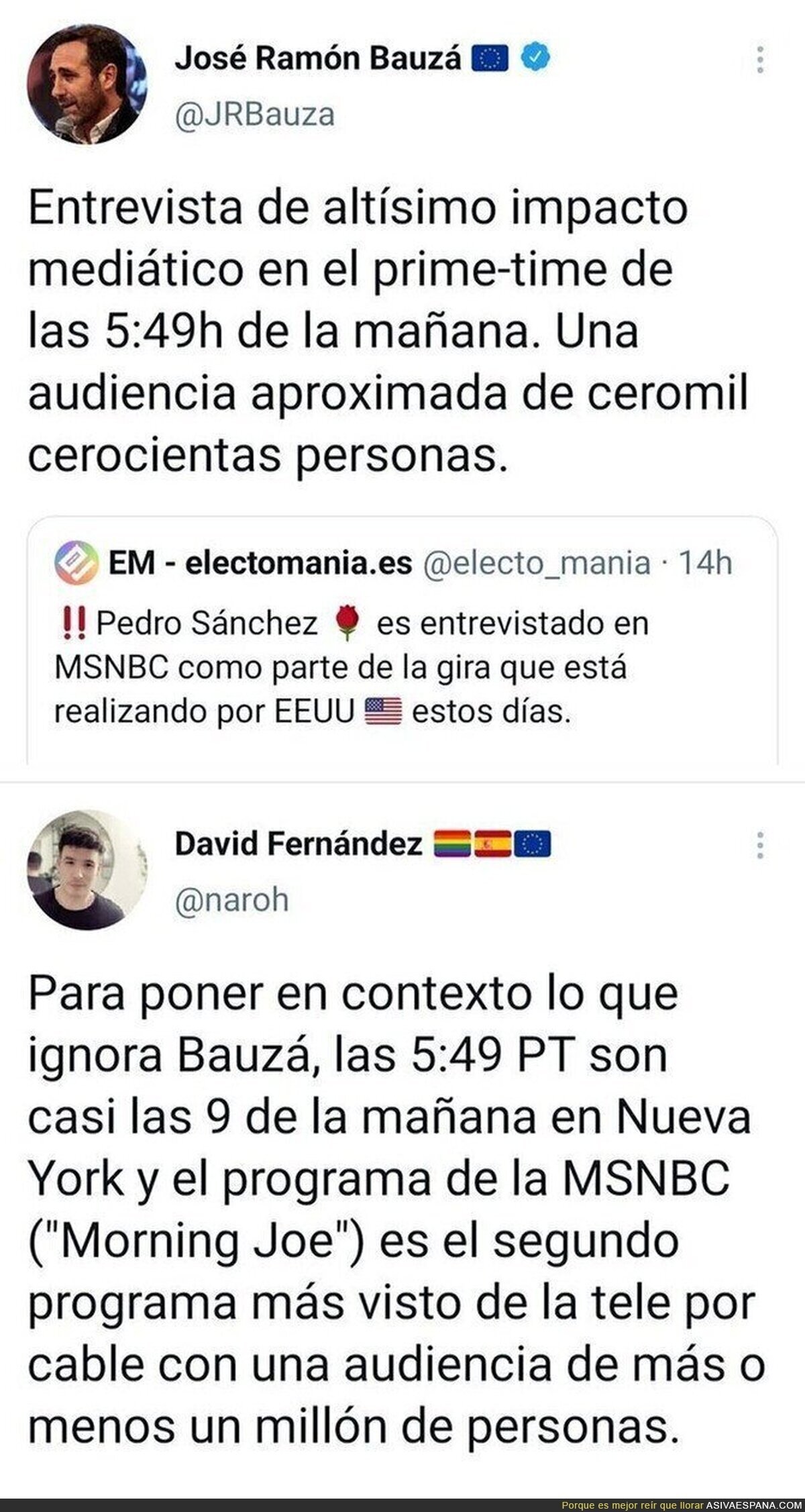 Esto es lo que pasa cuando intentas hacerte el gracioso sin saber los datos