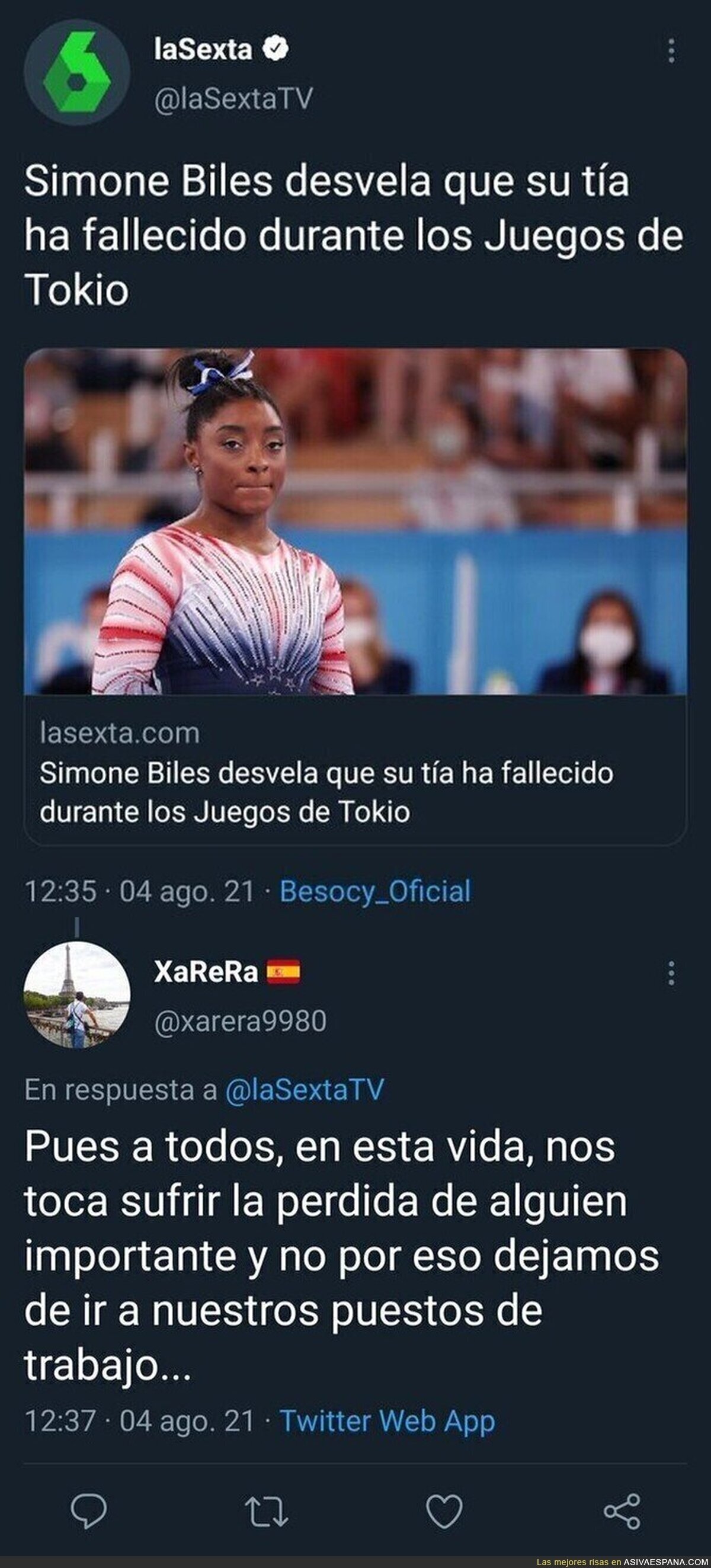 Anuncian que Simone Biles perdió a una tía fallecida y debe aguantar comentarios de este tipo...