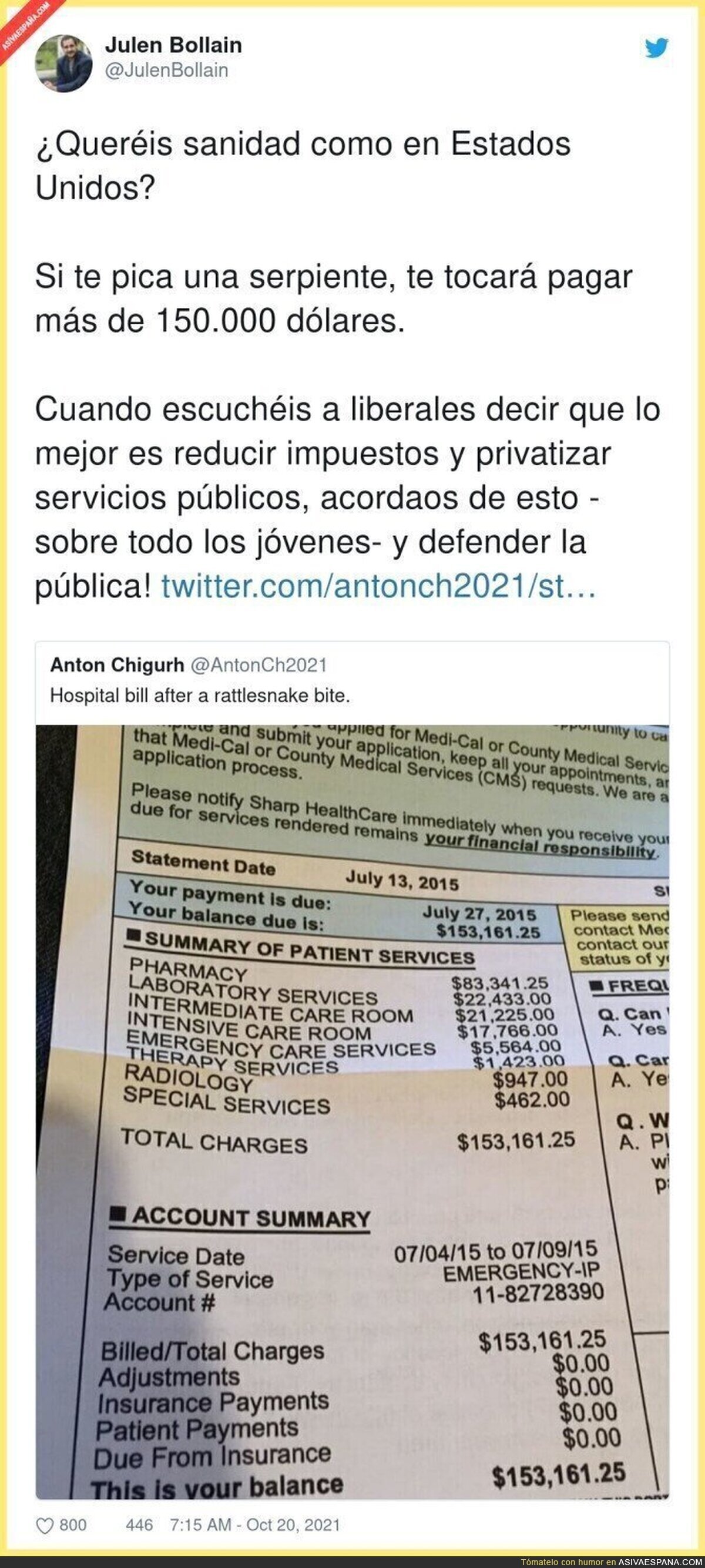 Unas cifras preocupantes en Estados Unidos y su sanidad privada