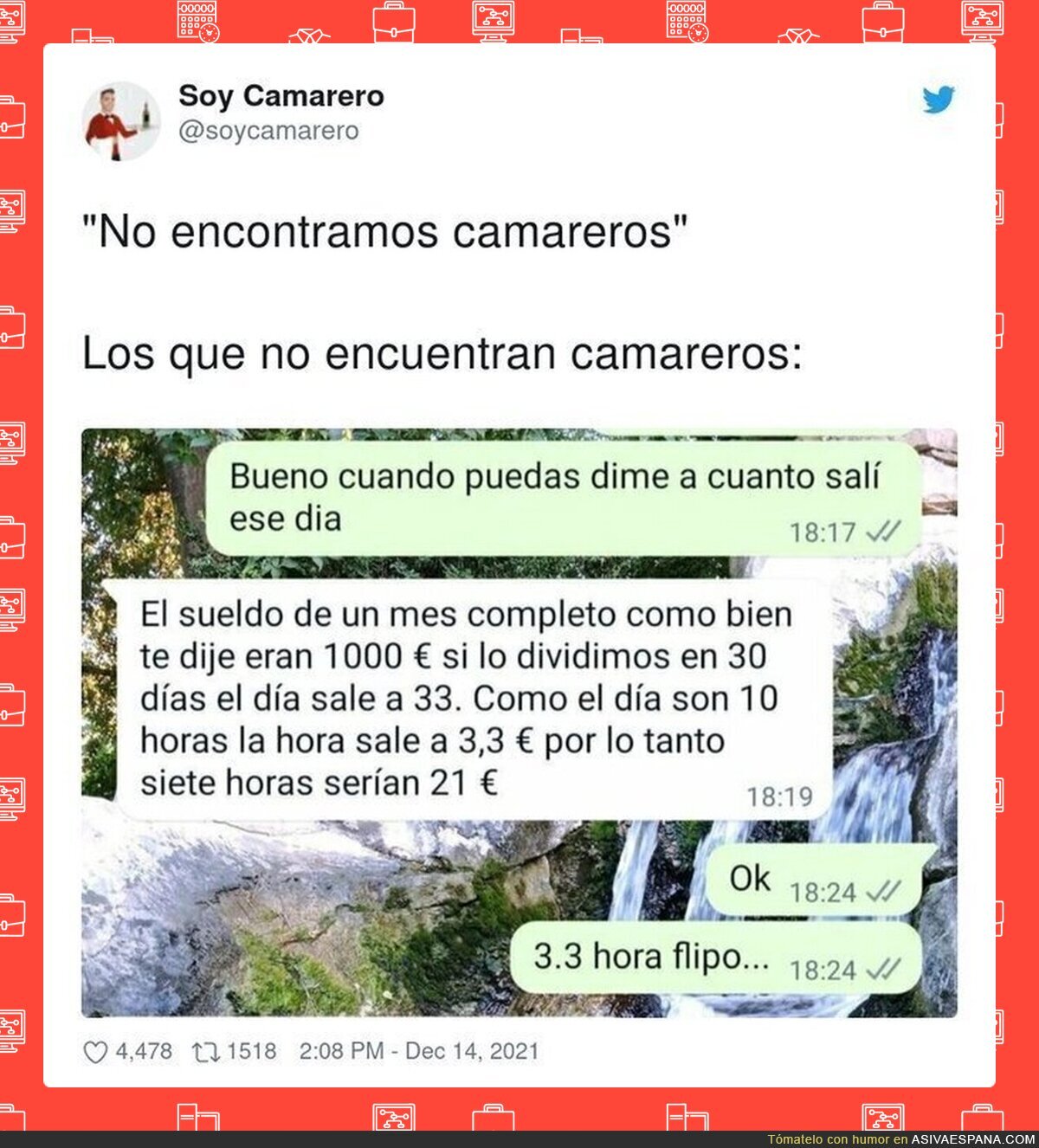 Así pretenden contratar camareros con estos salarios