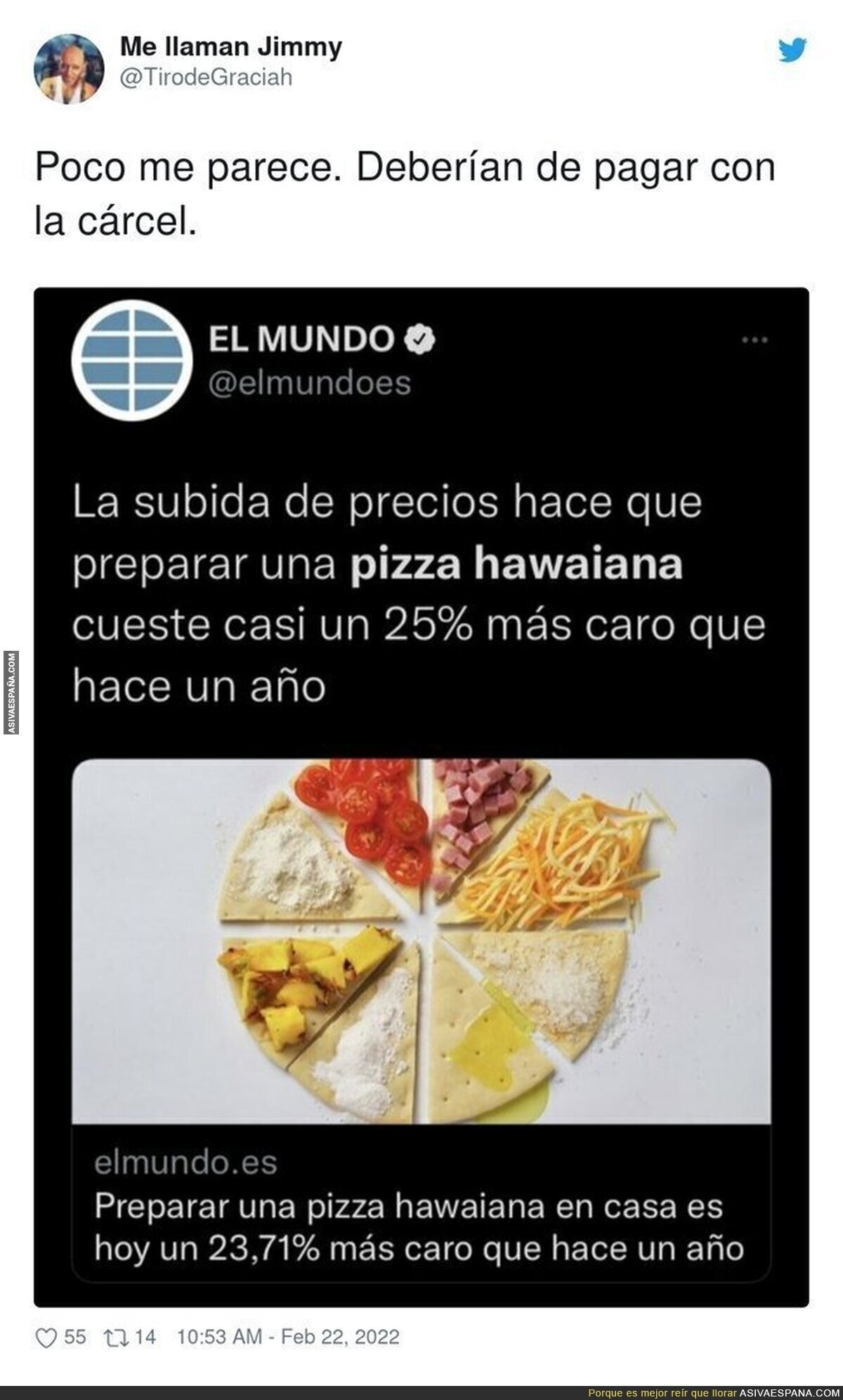 La pizza hawaiana es un lujo