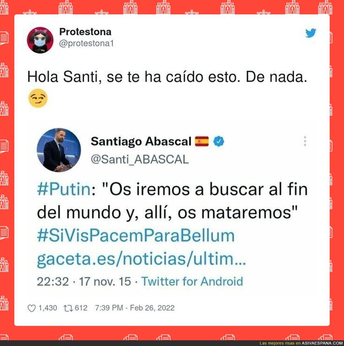 El tuit que se le ha borrado a Santiago Abascal sobre Putin