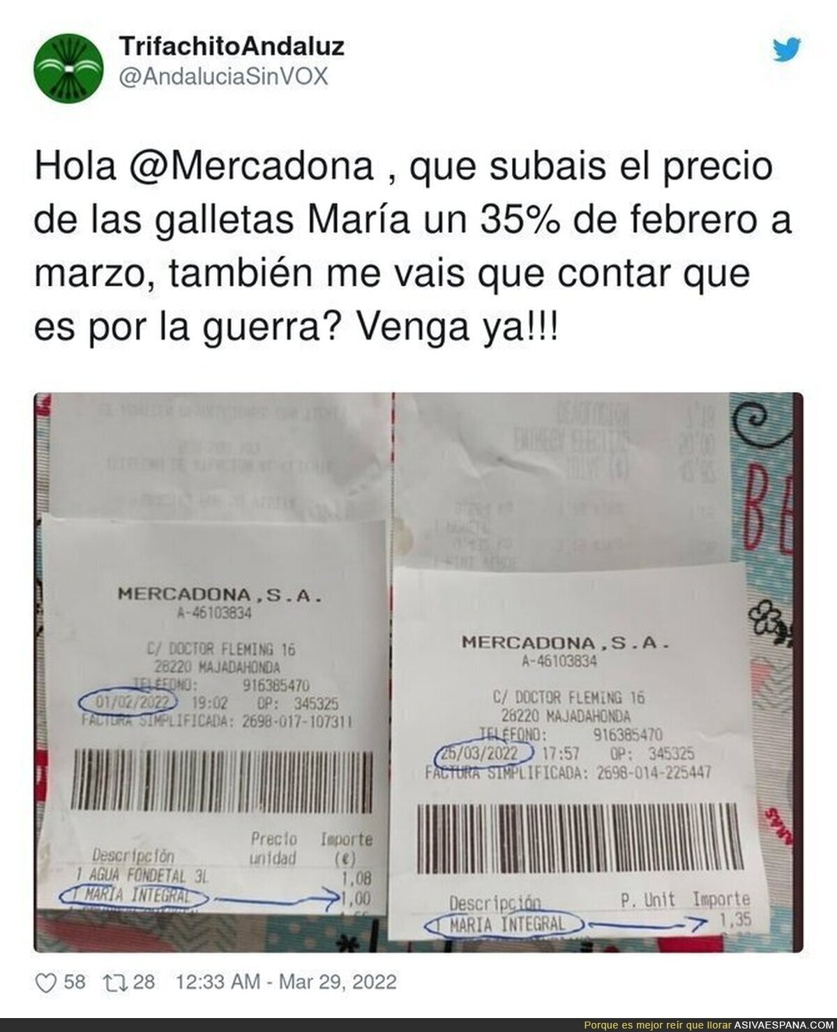 Mercadona y su subida de precios desproporcionada