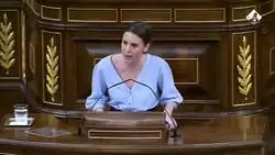 Irene Montero hace un gran discurso feminista que está aplaudiendo medio país