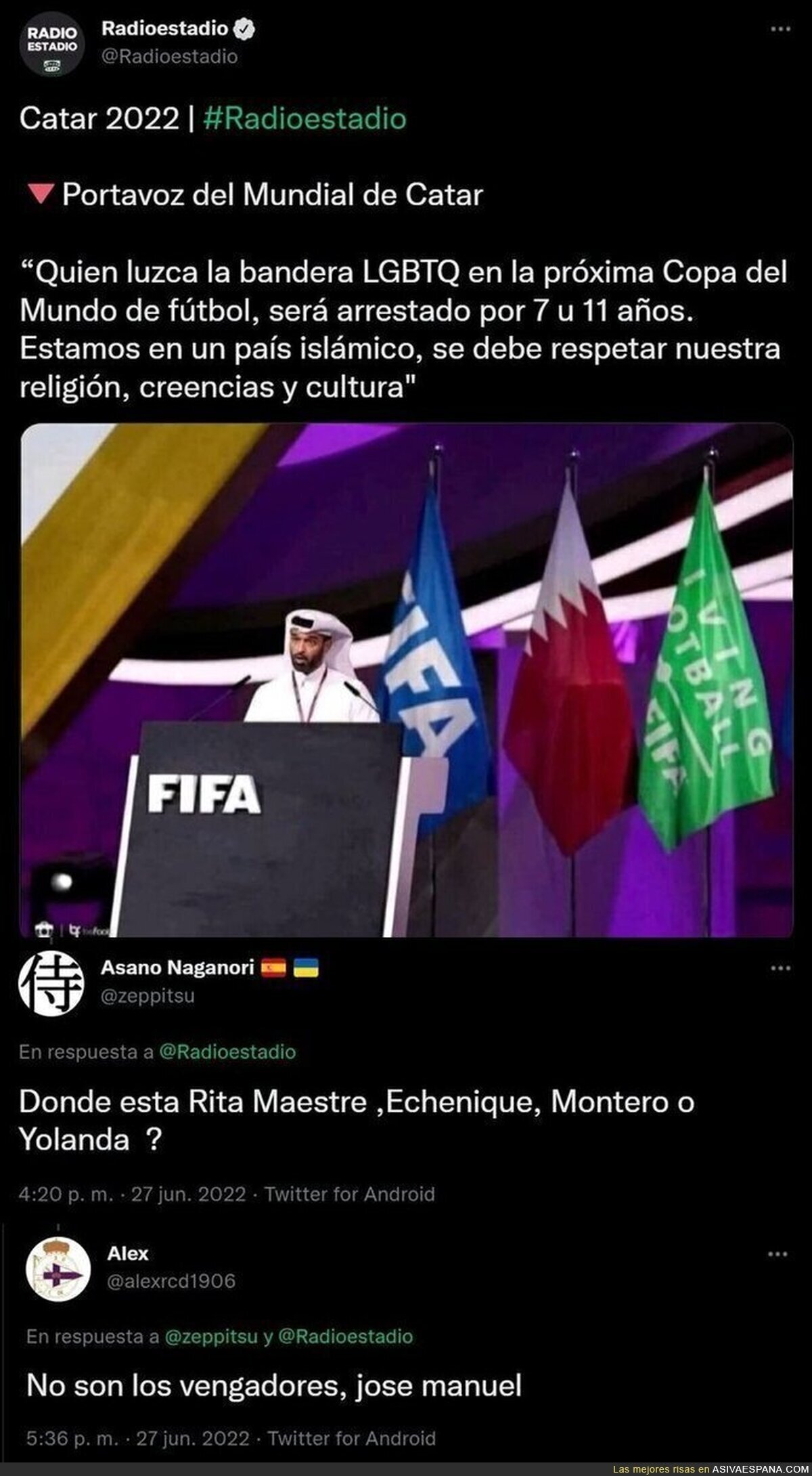 La brutal respuesta a este 'fachilla' de turno preguntando por políticos de izquierdas en esta noticia sobre el Mundial de Qatar