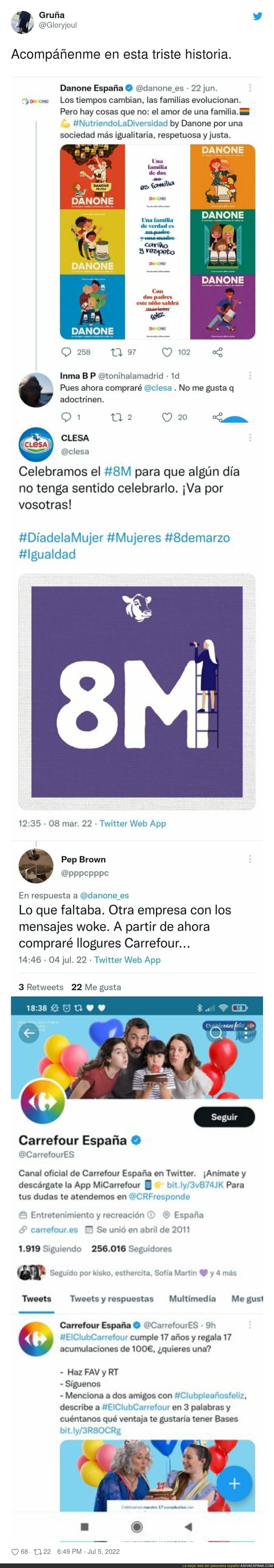 Acompáñame a esta triste historia en la que varios personajes vetan algunas marcas por el logo en apoyo a la comunidad LGTBIQ+