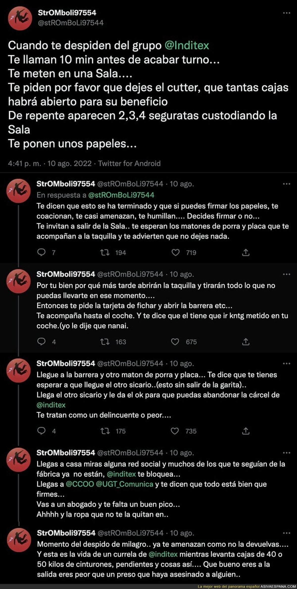 Este extrabajador de Inditex explica en este hilo que ocurre cuando te echan de la empresa de Amancio Ortega