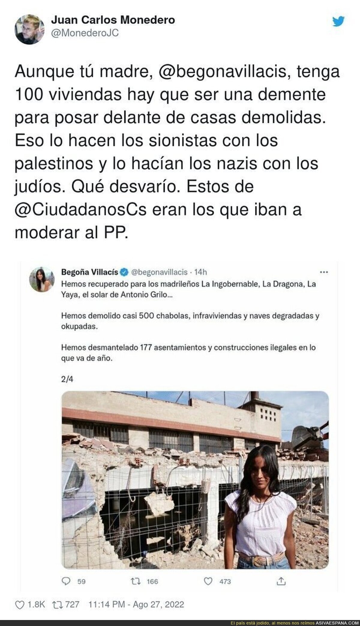 Vergüenza absoluta de lo que ha hecho Begoña Villacís con este posado