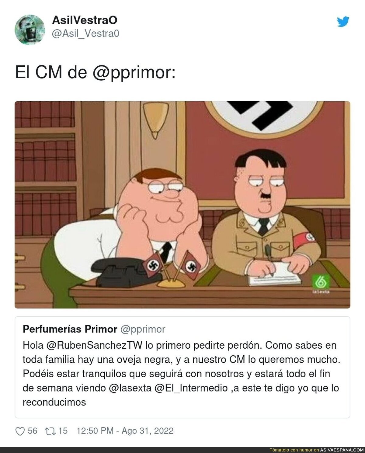 Perfumerías Primor se ríe de todo Twitter, por @Asil_Vestra0