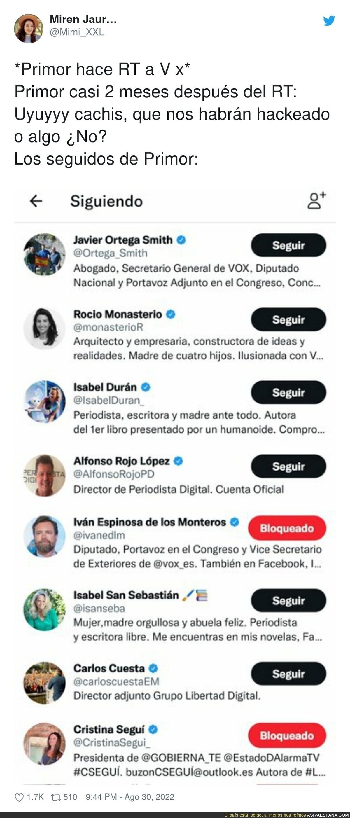 Las cuentas que sigue Primor en twitter, por @Mimi_XXL