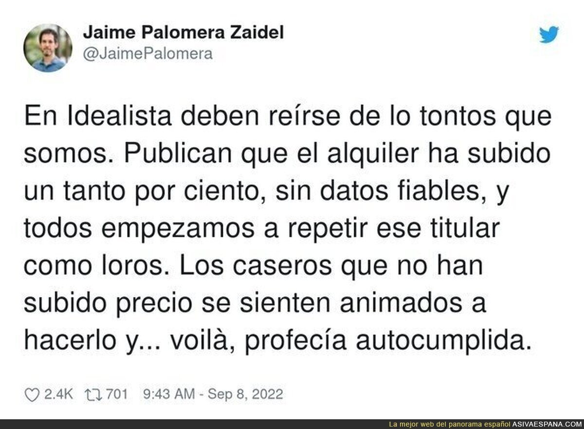 Es alucinante que en pleno siglo XXI tomemos a Idealista como LA FUENTE para hablar del precio de la vivienda, por @JaimePalomera