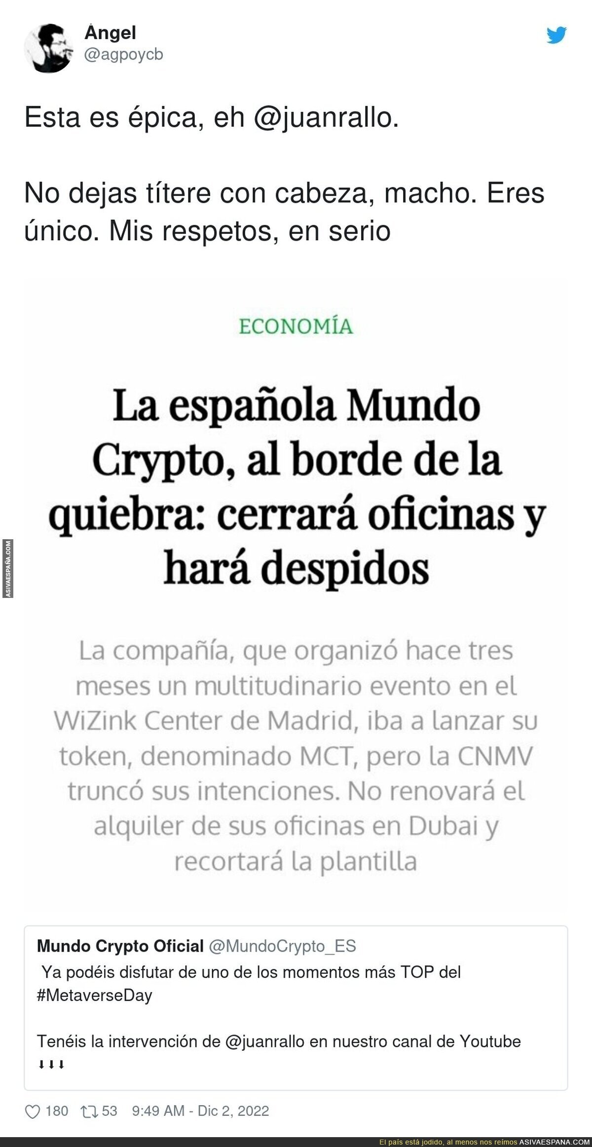 Mundo Crypto se va al traste