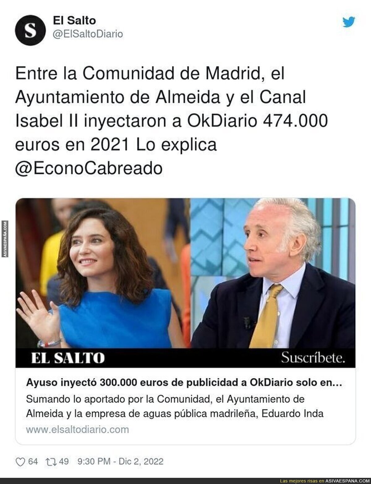 474.000€ se lleva Inda y no le llega para la manutención de sus hijos