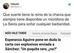 LaSexta siempre disponible para dar voz a Esperanza Aguirre