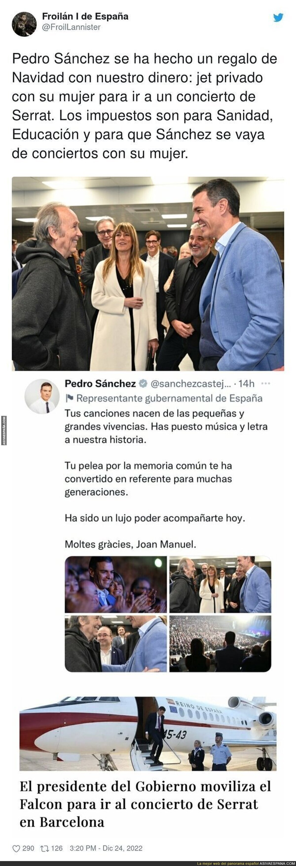 El Falcon de Pedro Sánchez no descansa por Navidad