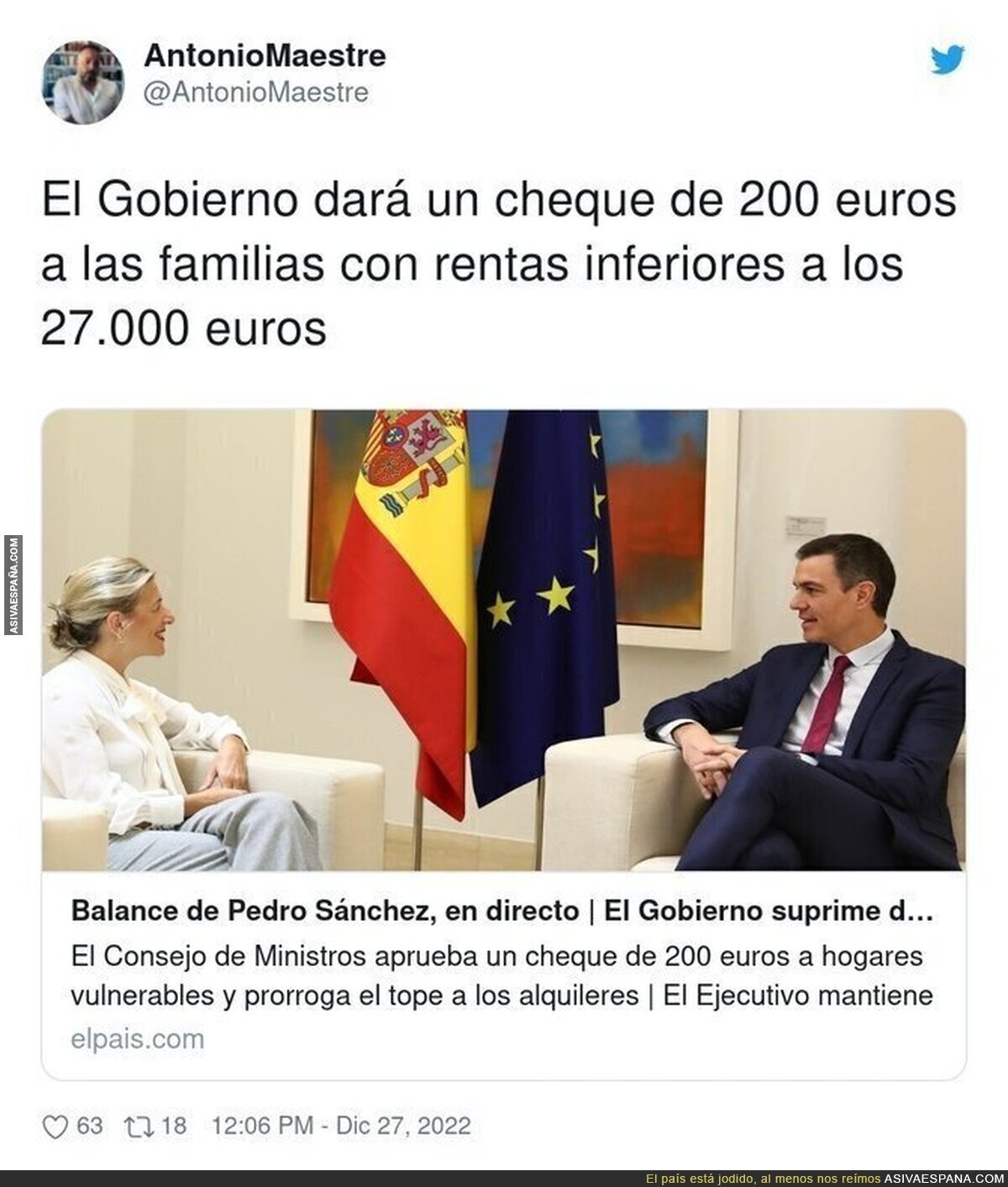 Las familias más desfavorecidas tendrán un cheque de 200€