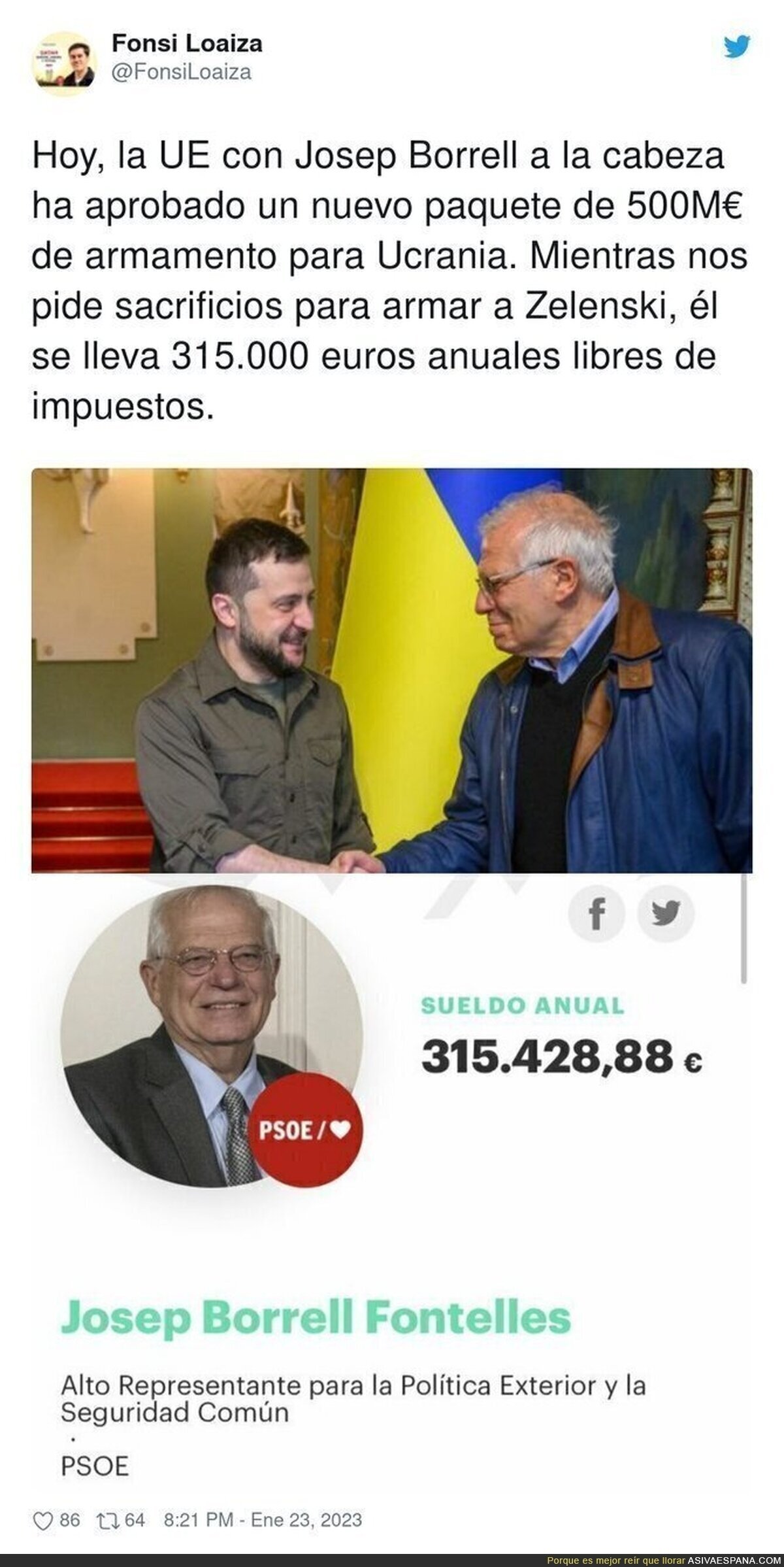 Ucrania se sigue armando gracias a la Unión Europea con Josep Borrell a la cabeza