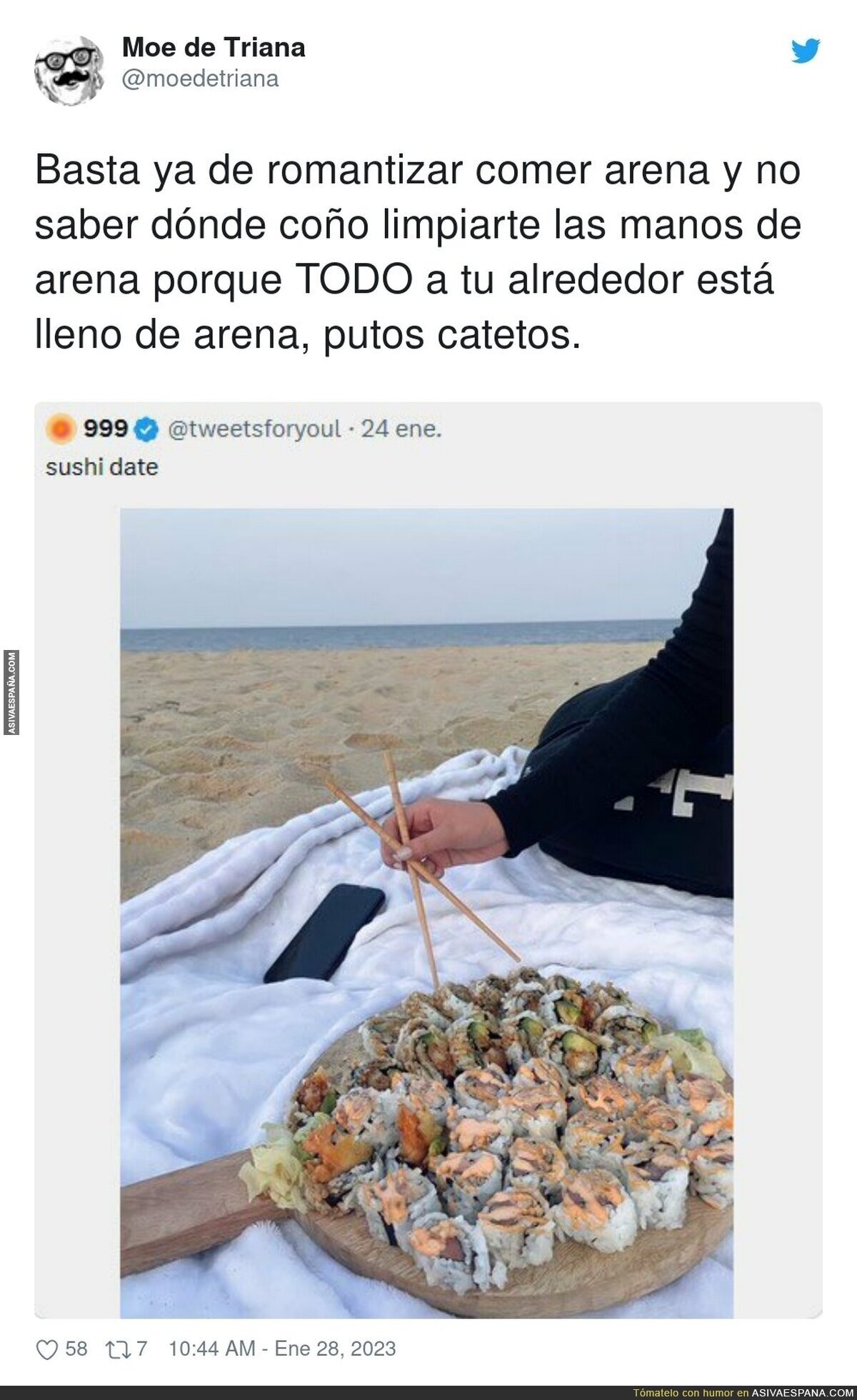 El postureo de comer en la playa