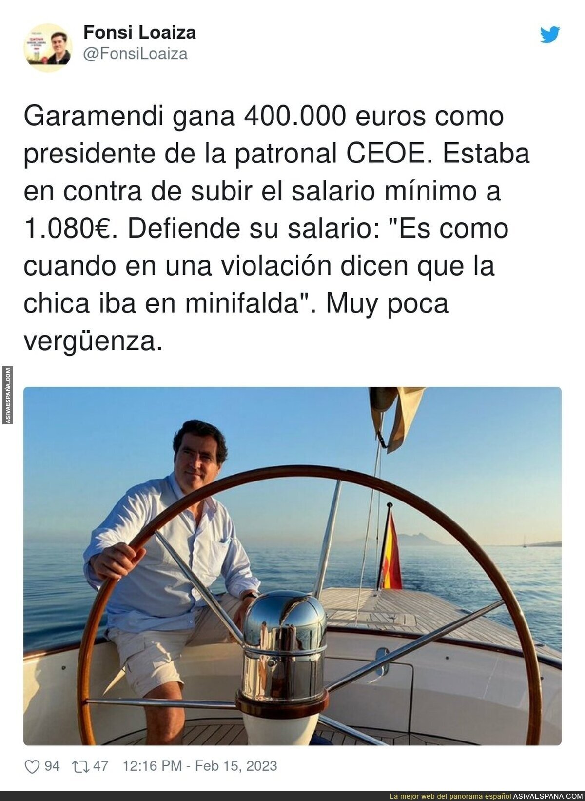 Garamendi tiene muy poca vergüenza