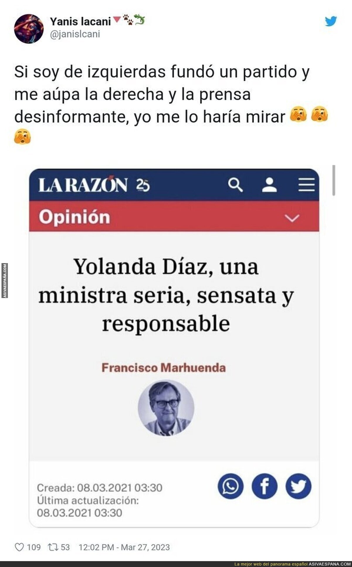 Para reflexionar lo de Yolanda Díaz