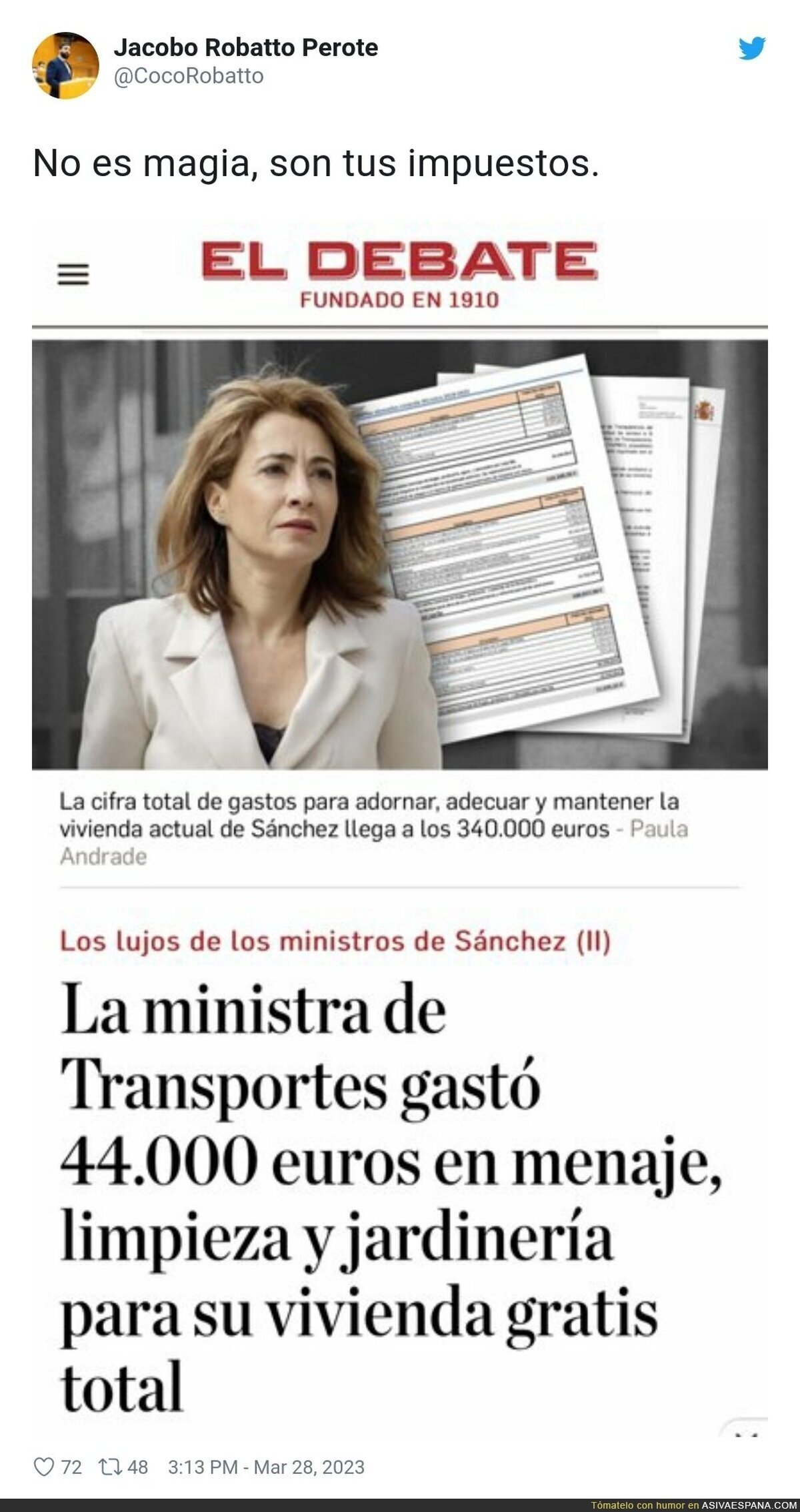 El truco de la ministra de Transportes para pagar su casa