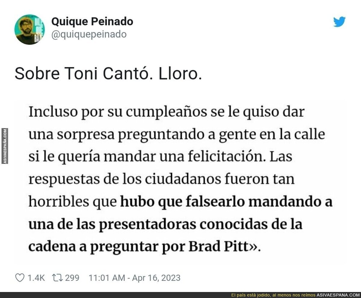 Tremendo esto de Toni Cantó