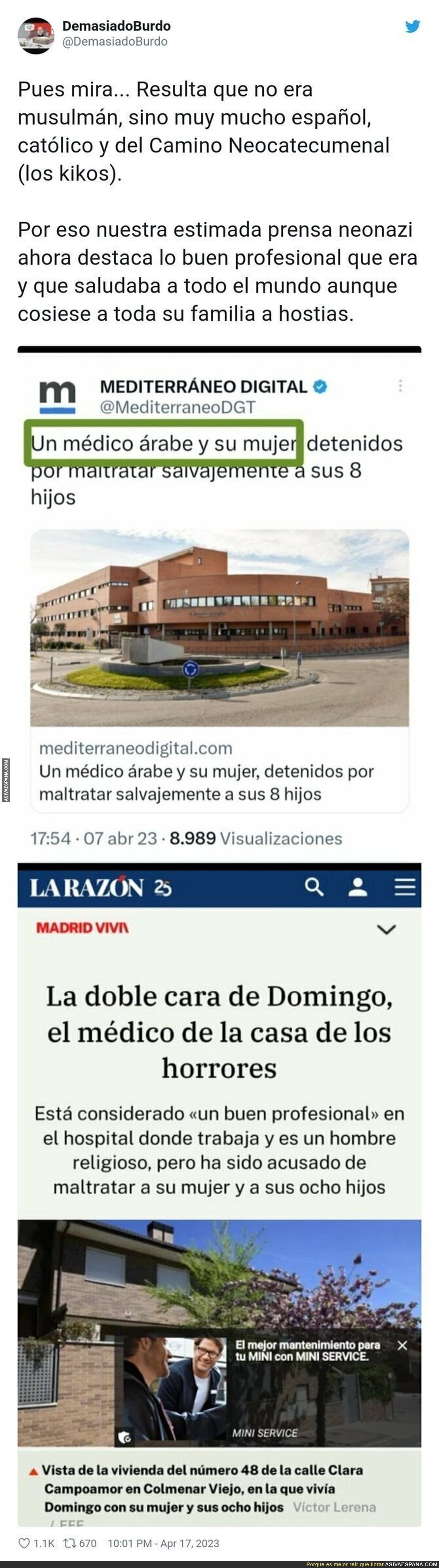 Pillan a 'Mediterráneo Digital' haciendo bulos sobre un médico árabe en la casa de los horrores