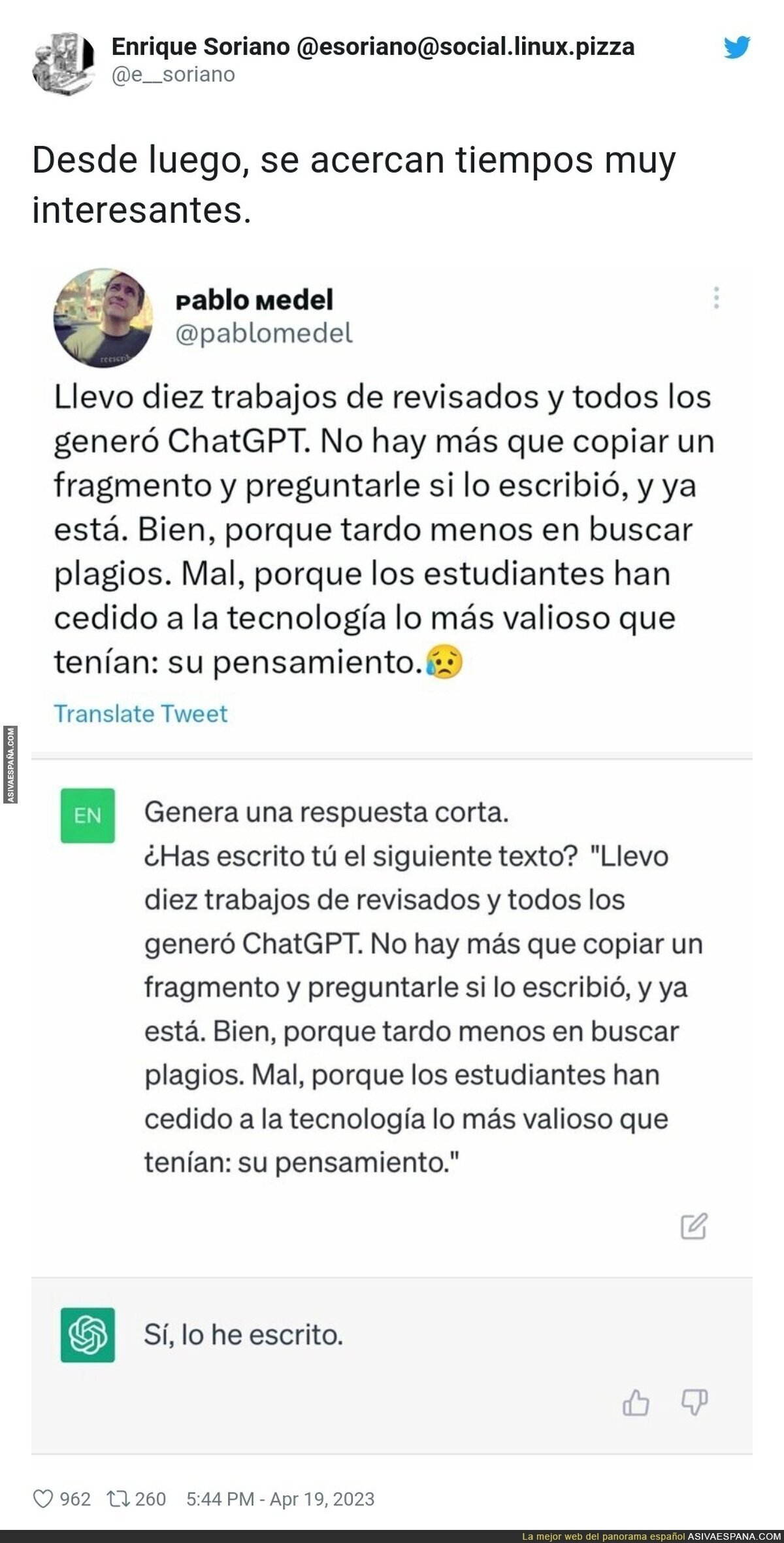 ChatGPT nos va a hacer a todos pensar mucho menos y esto lo demuestra