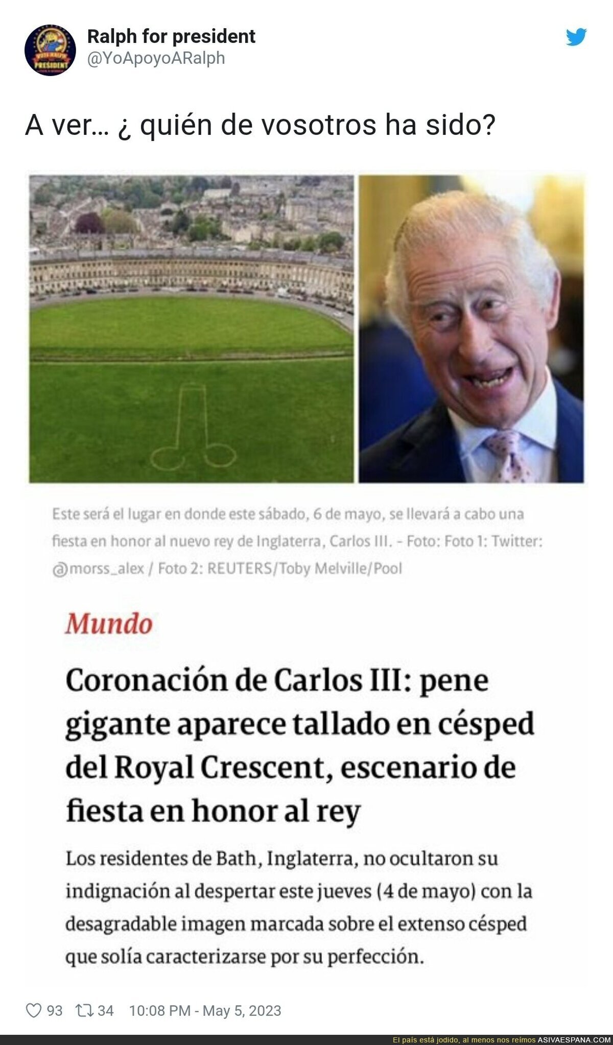 Un cachondo en plena coronación