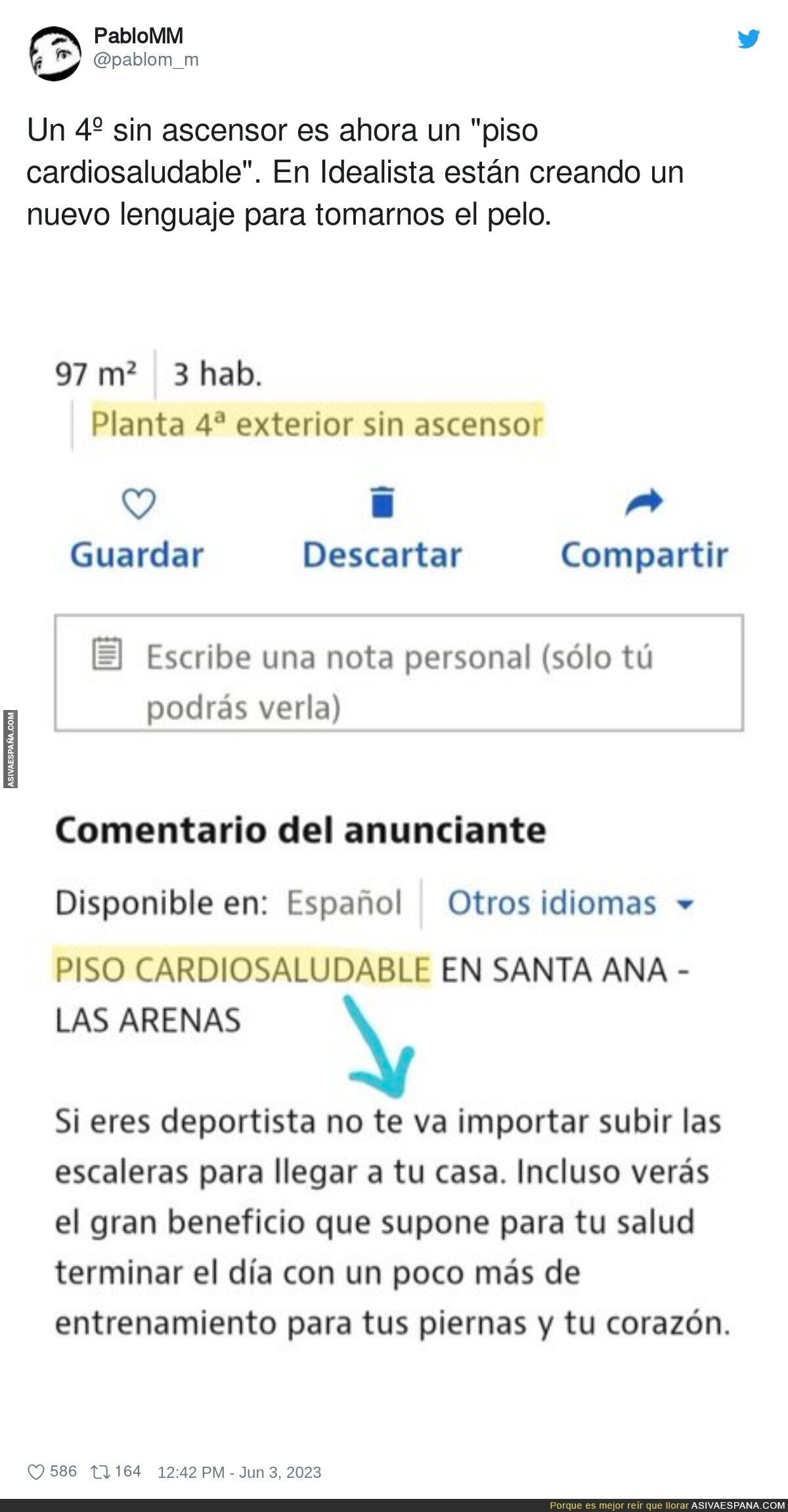 Los propietarios de pisos de ríen de la gente como quieren