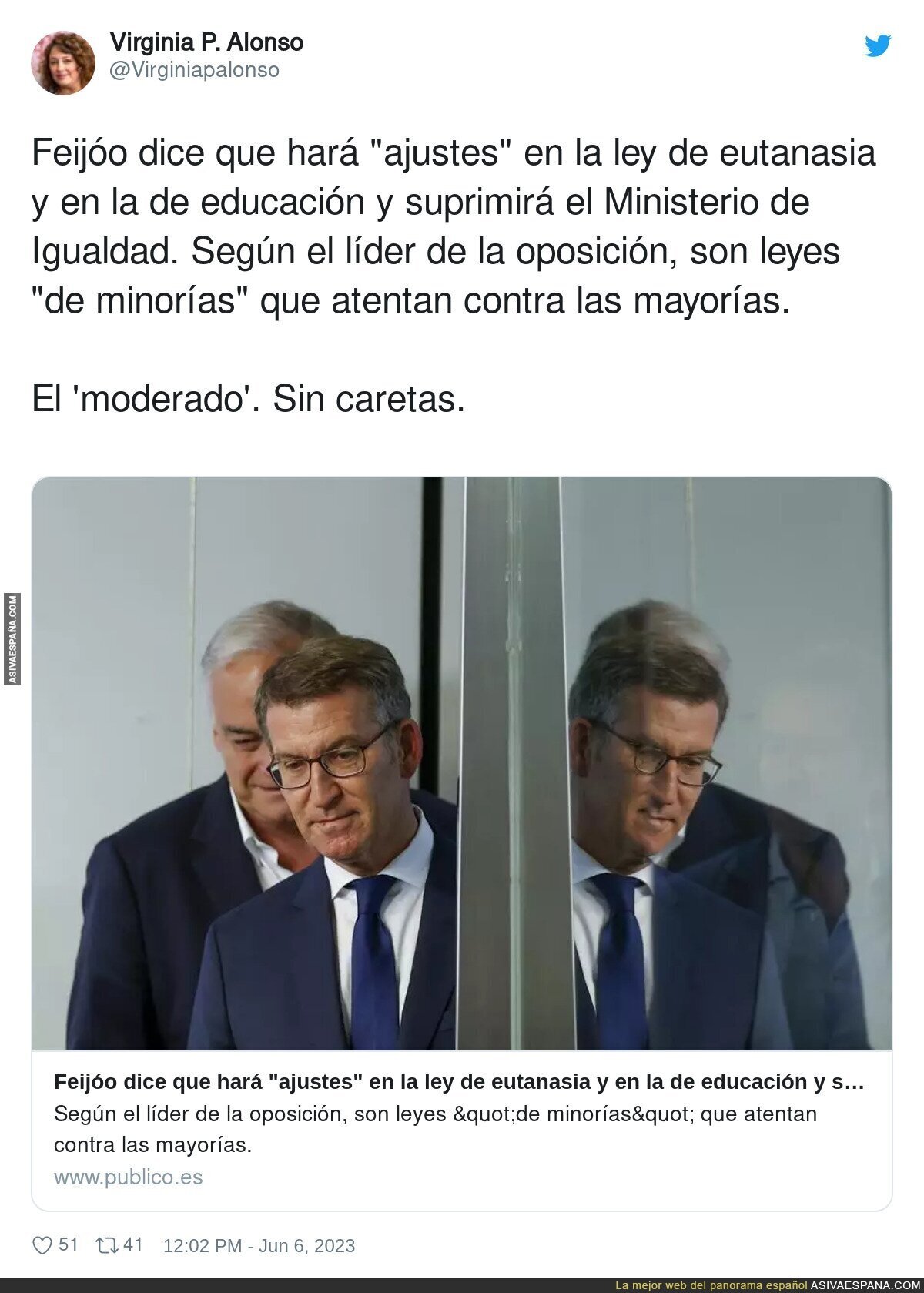 Feijóo se quita la careta al completo